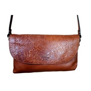 Wild West Los Angeles Floral Tooled Leather Crossbody Bag - EUC Cowgirl Festival